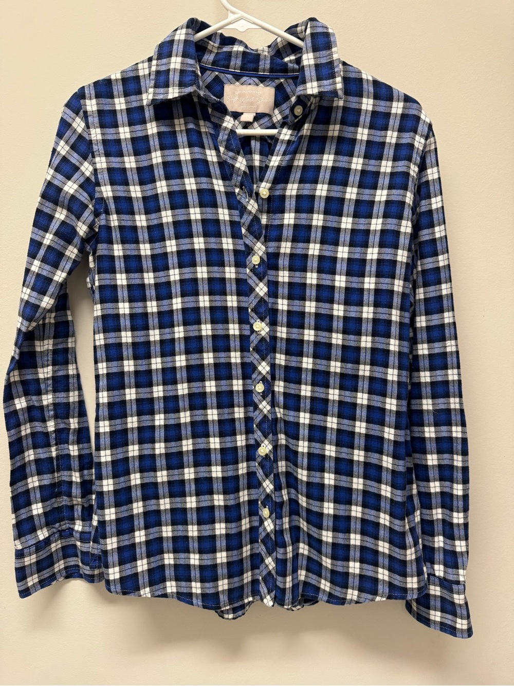 Banana Republic Blue and White Plaid Button-Down Shirt
